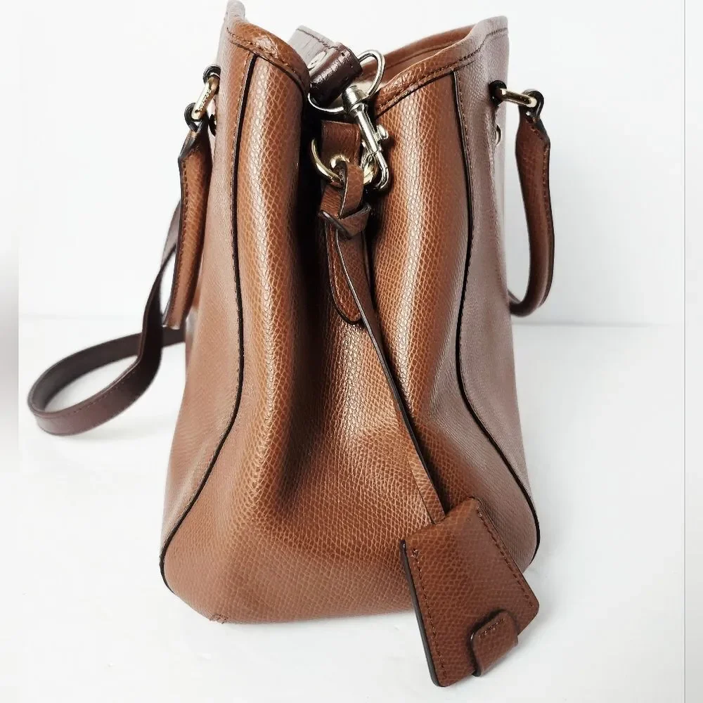Coach Margot Carryall Satchel Saddle Brown Crossgrain Leather 13x9x5